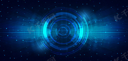 科技光效圆盘 蓝色大气海报的艺术与科技感